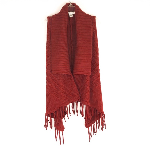 August Silk Fringe Sweater Vest Xs 
